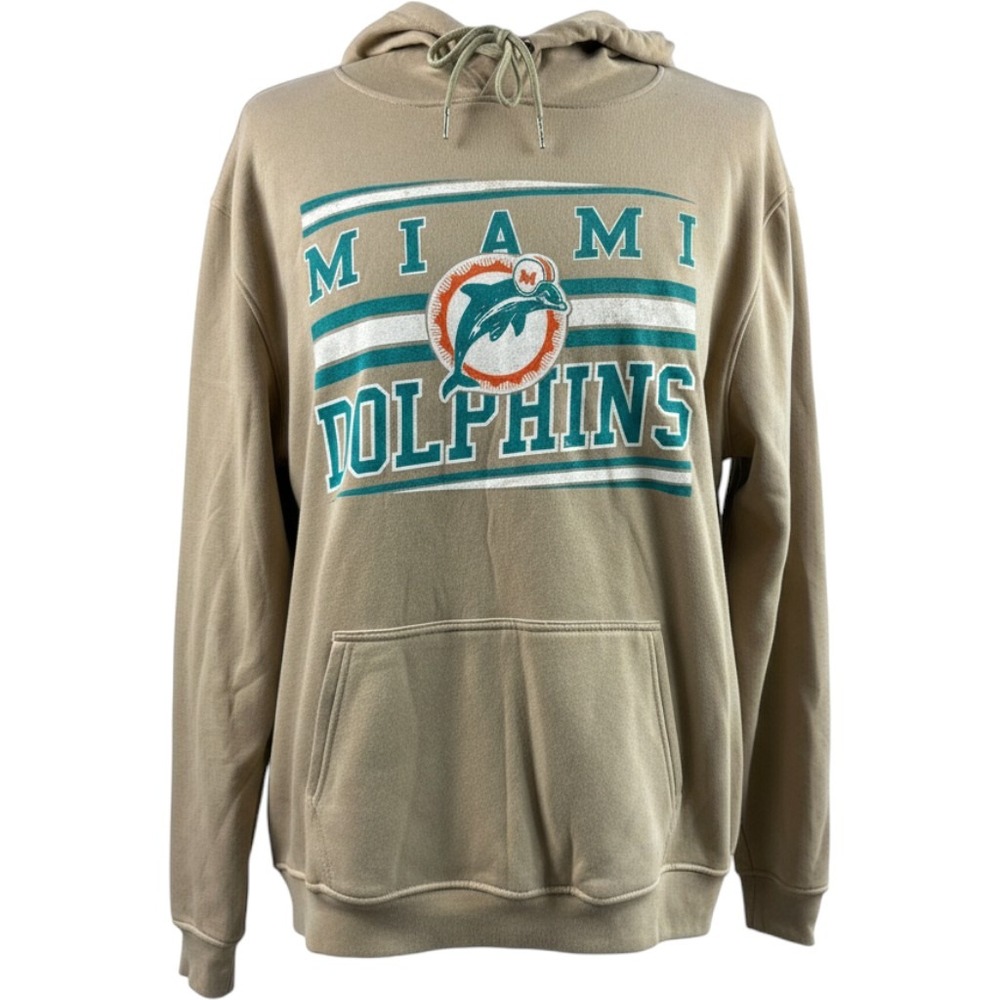 NFL Team Apparel Miami Dolphins Hoodie Sweatshirt Tan Beige Mens XL NEW